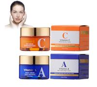 Set Anti-Stain Brightening Face Cream with Vitamin C, Day and Night Fortifying Treatment, Moisturizing Firming Cream, Migliora l'elasticità Della Pelle, Adatta a Tutti i Tipi di Pelle