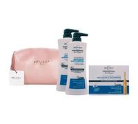 SET ANTICADUTA & ANTIFORFORA: Shampoo Ultra Riequilibrante 400ml + Trattamento In Fiale, Per Cute Con Problemi Di Forfora (10 Fiale Monodose 7ml) + Pochette (Colori Assortiti) (2xSh+Fiale+Pochette)