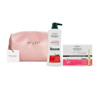 SET ANTICADUTA: Shampoo, Ultra Rinforzante 400ml + Trattamento In Fiale, Per Capelli Fragili, Scatola Rosa (10 Fiale Monodose 7ml) + Pochette (Colori Assortiti) (Sh+Fiale+Pochette)