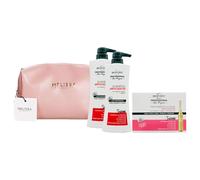 SET ANTICADUTA: Shampoo, Ultra Rinforzante 400ml + Trattamento In Fiale, Per Capelli Fragili, Scatola Rosa (10 Fiale Monodose 7ml) + Pochette (Colori Assortiti) (2xSh+Fiale+Pochette)