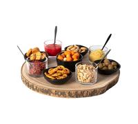SET ANTIPASTIERA DA 14 PEZZI BASE IN LEGNO CON COPPETTE BICCHIERI E CUCCHIAINI