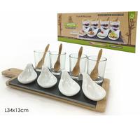 Set Aperitivo Antipastiera Ciotole Ceramica Legno Antipastiere per Apericena Bar