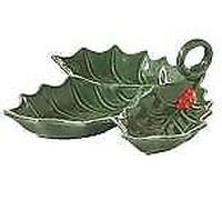 Set Apertivo Foglia Verde in Porcellana Holly & Berries Green Easy Life