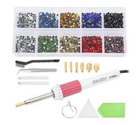 Set Applicatore Hotfix Pietre Strass 110-240V, Strumenti per Incastonare Bacchette Fai-da-Te, 3 Punte di Precisione in 1 Valigetta, per 1 Creativa di Abiti Artigianali in Pelle