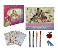 Set Apprendimento Bambini ABC e 123 Abecedario con Pastelli Gomme e Stickers Kit Educativo Lettere e Numeri Gioco Didattico Prescolare (Principesse)