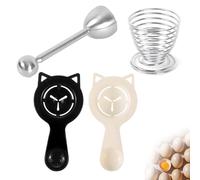 Set Apri Uova, 2 Pezzi Separa Tuorlo da Albume, Acciaio Inossidabile Apriuova e Vassoio per Uova, Facile da Usare e Riporre, Adatto per la Cucina Fai da te e per Torte (Argento + Nero + Bianco sporco)