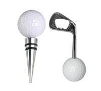 Set apribottiglie e tappo a forma di pallina da golf, 2 pezzi, in lega di zinco, ideale per gli appassionati di golf
