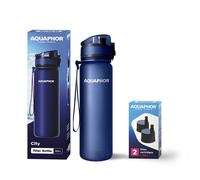 Set AQUAPHOR CITY Bottiglia D'Acqua Con Filtro Inclusi 1+2, 500 Ml, Navy
