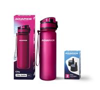 Set AQUAPHOR CITY Bottiglia Filtrante Inclusa 1+2 Filtri, 500 Ml, Rubin