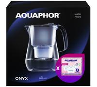 Set AQUAPHOR Filtro Acqua Onyx Caraffa Con 3x MAXFOR+Mg. Cartucce, Nero