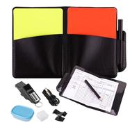 Set Arbitri, Set di Fischietti per Arbitri Professionali, Tabellone Segnapunti Rosso e Giallo, Portacarte, Fischietto con Protezione per Clip da Dito per Partite di Calcio e Sportive