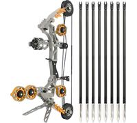 Set arco compound per principianti - 11" 10 libbre, utilizzabile con mano destra/sinistra, gittata 20-30 m, adatto per tiro al bersaglio e caccia (Orange)