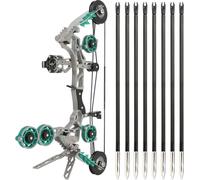 Set arco compound per principianti - 11" 10 libbre, utilizzabile con mano destra/sinistra, gittata 20-30 m, adatto per tiro al bersaglio e caccia (Green)