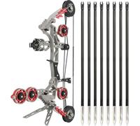 Set arco compound per principianti - 11" 10 libbre, utilizzabile con mano destra/sinistra, gittata 20-30 m, adatto per tiro al bersaglio e caccia (Red)