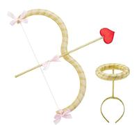 Set Arco e Frecce da Cupido, Frecce Taglia Unica Accessori per Costume da Cupido per San Valentino, Matrimonio Compleanno Cosplay Abiti di Scena per Foto per Adulti e Adolescenti, Oro