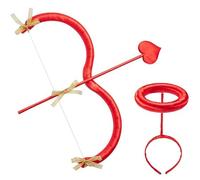 Set Arco e Frecce da Cupido, Frecce Taglia Unica Accessori per Costume da Cupido per San Valentino, Matrimonio Compleanno Cosplay Abiti di Scena per Foto per Adulti e Adolescenti, Rosso