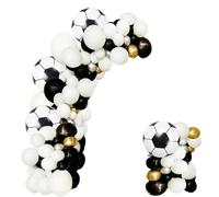 Set Arco for Palloncini A Tema Calcio Da 107 Pezzi, 4 In Foglio Di Alluminio 18 Pollici, In Lattice Bianco E Nero, Adatti for La Decorazione Della Festa Compleanno per Festa Di Calcio