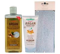 SET ARGAN: Dermo Shampoo ARGAN Ialuronico NUTRIENTE, Deterge Con Dolcezza i Capelli Spenti 265ml + Crema Viso ARGAN Idratante, Dalla Texture Leggera 75ml + Fascia Per Capelli