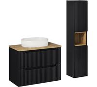 Set armadietto Comad Nova Black NOVA BLACK D2 82-80-2S, armadietto Comad Nova Black NOVA BLACK D 80-03-2D(W80-01D), BEYOND 5 WHITE ( E-6564 ), NOVA OAK A 83-27-Q(W83-04A), NOVA OAK A 89-80
