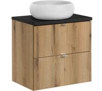 Set armadietto Comad Nova Oak NOVA OAK A 82-60-2S, lavabo Comad Wiki UN-WIKI-SW, NOVA BLACK B 89-60