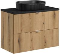Set armadietto Comad Nova Oak NOVA OAK A 82-80-2S, lavabo Comad Beyond BEYOND 5 BLACK ( E-6564 ), NOVA BLACK B 89-80