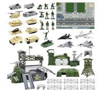 Set armato giocattolo per bambini, di carte da con | Giocattolo per bambini, carro armato da costruzione, avventura, in plastica PP, base militare, aerei, soldati