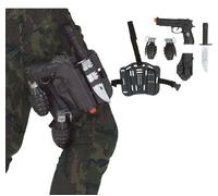 Set armi militare 5 pezzi in pvc astuccio bombe a mano pistola e coltello da sop