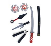 Set armi ninja giocattolo con katana, spada, nunchaku, pugnale e stelle - 6 pezzi