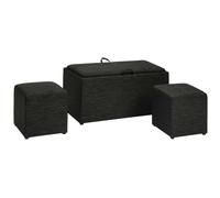 Set Arredo 2 Pouf e Cassapanca Contenitore con Cuscini 2 in 1 Convertibili in Vassoio da Portata, Poggiapiedi Sgabello Rivestimento in Tessuto Lino Grigio Ideale Arredamento Casa, Ufficio, Soggiorno