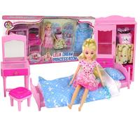 Set Arredo Bambola Letto Armadio Tavolino da Trucco