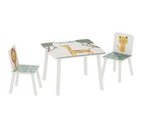 Set arredo cameretta con tavolo e 2 sedie per bambini da 3-8 anni con fantasia con animali, verde