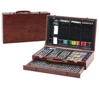 Set artistico in valigetta di legno matite, pastelli, colori