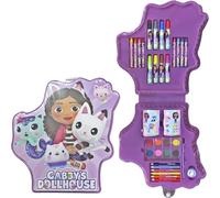 Set artistico per casa delle bambole di Gabby con custodia dalle forme speciali e accessori colorati - Kit creativo per bambini con acquerelli, pastelli e pennarelli per ragazze