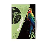 Set artistico per gratta e glitterato | 4× Immagini da grattare fatte a mano A4 | Motivi di animali paesaggistici, arte artigianale, giocattoli creativi, carte per bambini, adolesce