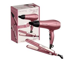 SET ASCIUGACAPELLI E PIASTRA PER CAPELLI DEMELISS ST ALGUE Set styling Demeliss Cherry Chérie, Piastre ceramiche, Tecnologia a ioni, Potenza 2200 W, Rivestimento in Ceramica, Temperatura max 220 °C, S