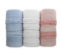 Set asciugamani 3+3 viso e ospite Rose Garden Maestri Cotonieri in spugna R383 Assortiti A