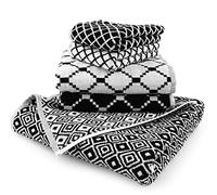 Set Asciugamani 5 Pezzi SVAD DONDI Articolo Marrakesh Variante Black Doubleface Tinto Filo in Puro Cotone (5)