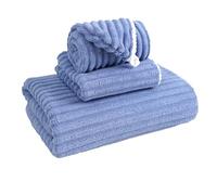 Set Asciugamani Bagno 3 Pz,Composto da CUFFIE DA DOCCIA 65X28CM+ASCIUGAMANI 70X35CM+TELI DA BAGNO 140X70CM,TESSUTO IN PILE ,Altamente Assorbente per Bagno,Doccia,Viso e Ospitalità Set Bagno (BLU)