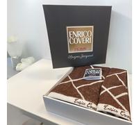 Set asciugamani bagno completo 1+1 ENRICO COVERI viso + ospite 100% cotone