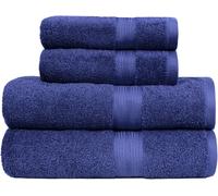 Set Asciugamani Bagno Spugna 100% Cotone 2 Teli + 2 Asciugamani Viso, Blu Reale,