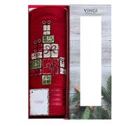 Set Asciugamani Bagno Vingi Natalizio 1+1 "Pacco Regalo" Viso Ospite 100% Spugna