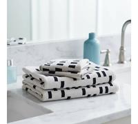 Set Asciugamani Carrara Palace a quadretti neri su fondo bianco