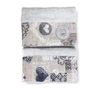 SET asciugamani con bordo Tirolese SHABBY Beige in puro cotone Made in Italy