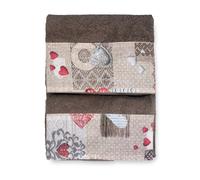 SET asciugamani con bordo Tirolese SHABBY Rosso in puro cotone Made in Italy