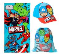 Set asciugamani, sacco e cappellino per bambini Avengers per spiaggia e piscina - confezione asciugamano sacco e cappello bambini