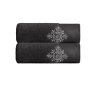 Set asciugamani stile vintage 2 pezzi 100% cotone ricamato disegno damascato