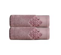 Set asciugamani stile vintage 2 pezzi 100% cotone ricamato disegno damascato