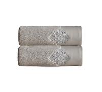 Set asciugamani stile vintage 2 pezzi 100% cotone ricamato disegno damascato