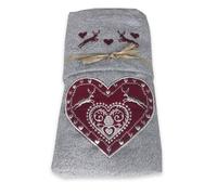 SET Asciugamani TIROLO tirolese CUORE CERVO GRIGIO