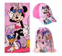 Set Asciugamano, Cappellino e Zaino Minnie per Spiaggia e Piscina - Set Bambini Minnie con Cappello, Asciugamano e Bustino, Set Estate Bambino e Bambina Completo, Ideale per Vacanze ed Escursioni